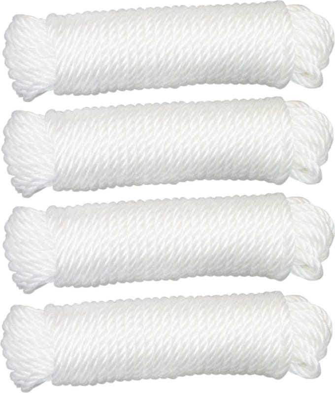 AMIG paracord touw - 4x - 15 meter - D5mm - 110kg - polypropyleen - wit