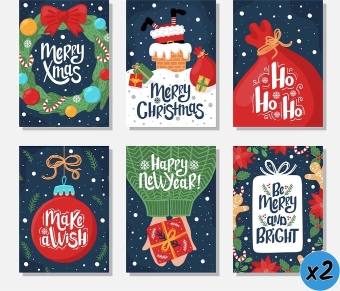 Luxe Set Extra Grote Kerstkaarten (A5) Met Enveloppen - 12 Stuks