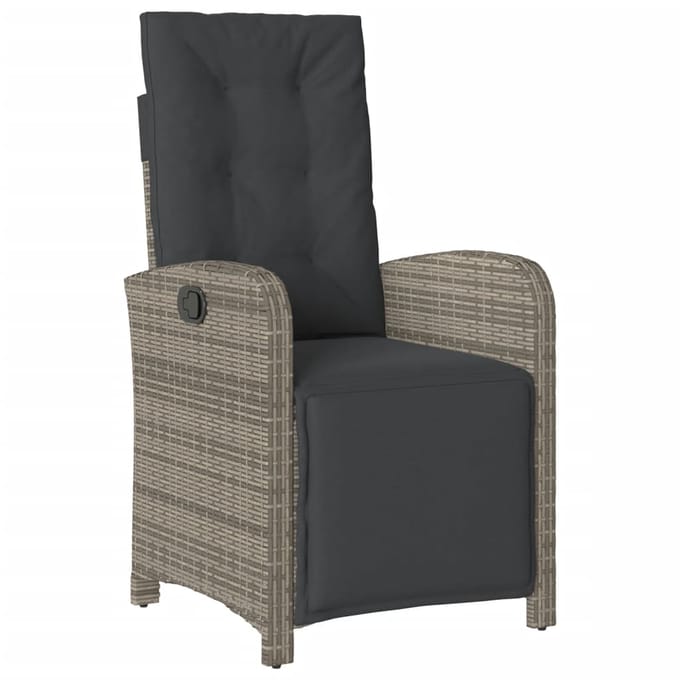 vidaXL - 3-delige - Bistroset - met - kussens - poly - rattan - grijs
