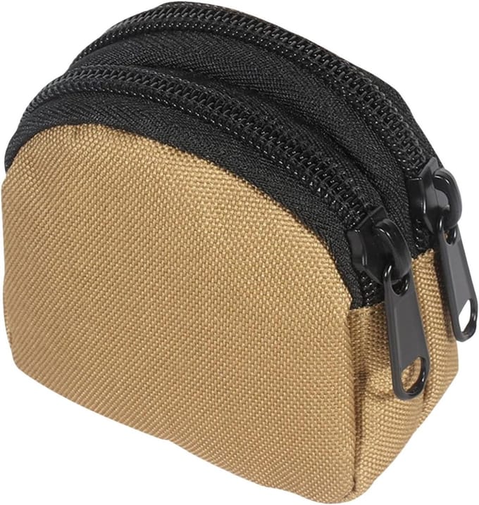 Compacte EDC Tas met Rits, Handige Organizer voor Kleine Accessoires en Sleutelhanger Portemonnee voor Mannen, Khaki, Stijlvol en Functioneel