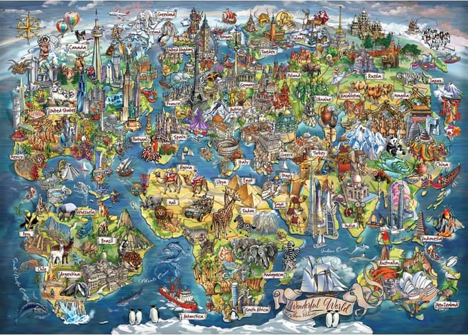 Puzzel 3000 Stukken: Wereldkaart