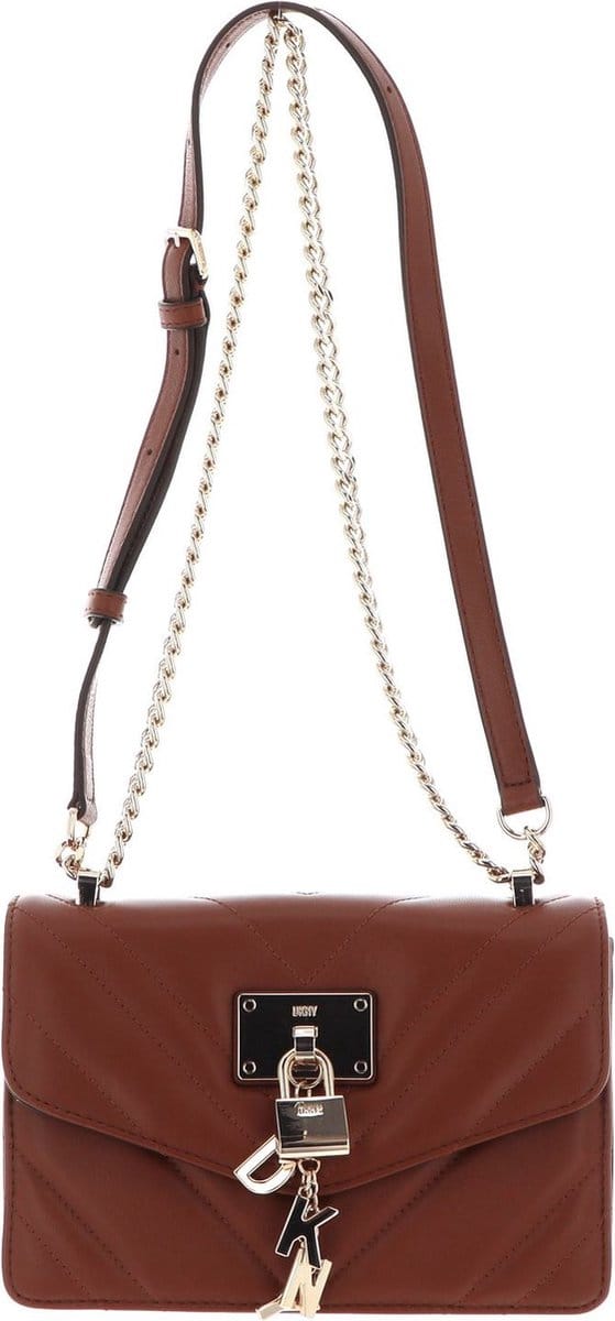 DKNY Leren Schoudertas Elissa Shoulder Bag Caramel Bruine