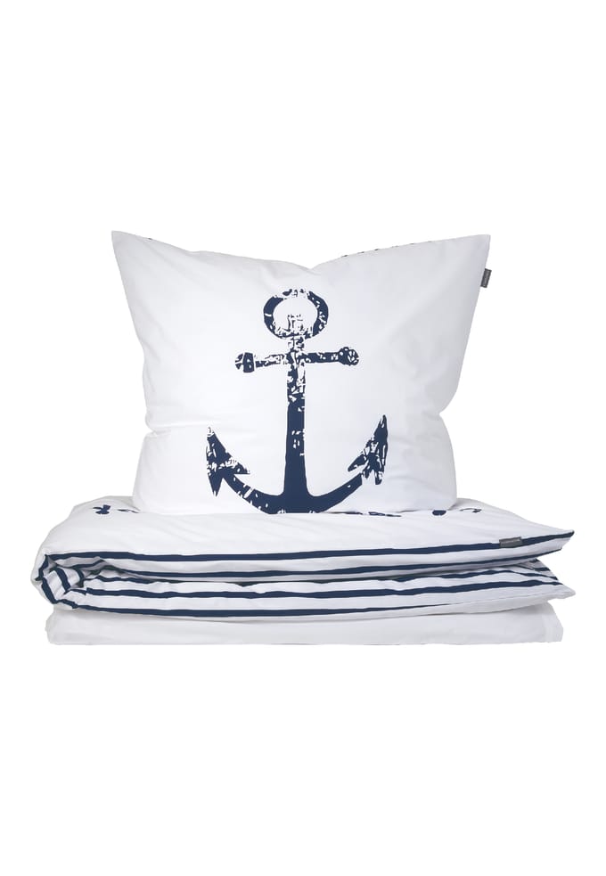Omkeerbaar beddengoed, 2-delig, Renforcé, ankers en strepen, wit/navy - SCHIESSER Home 155*220