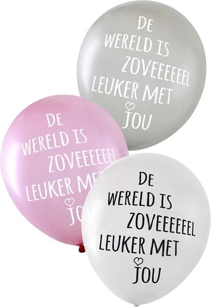 Ballon 6 x metallic 14 inch 3 ass De wereld is zoveel