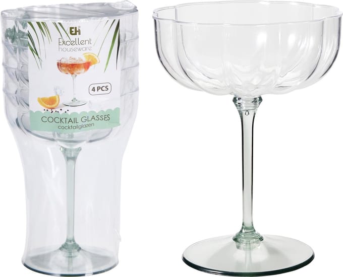 Cocktailglazen - kunststof -cocktailglas - per set van 4