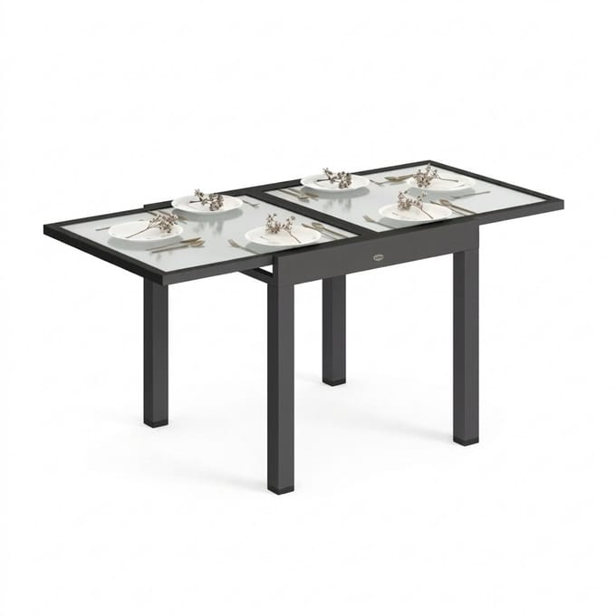 Aafinity Multifunctionele Uitschuifbare Eettafel – Aluminiumlegering Tuintafel voor Terras, Balkon, Feesten en Familiediners
