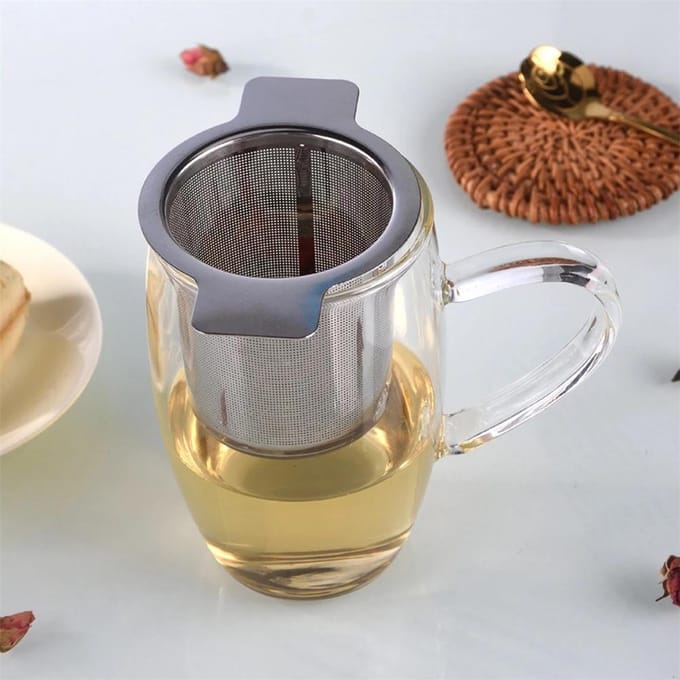 Thee Zeef RVS Thee Infuser Zeef Niet-toxisch Duurzaam met Deksel Thee Filter L(for 6.5-9kg) gray