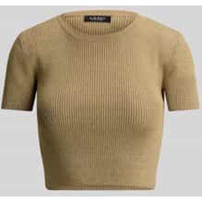 slim fit kort T-shirt van glanzende viscosemix