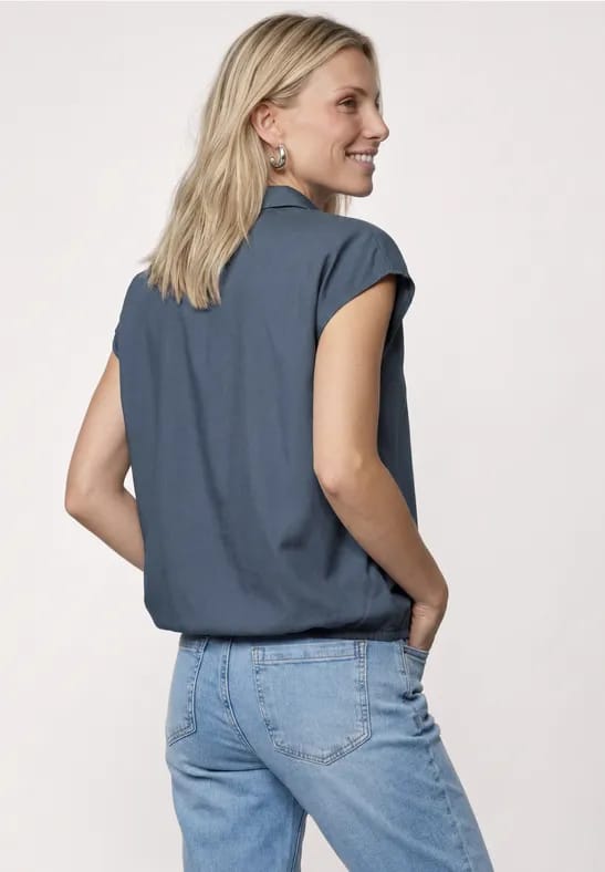 Blouseshirt met overhemdkraag en elastische zoom