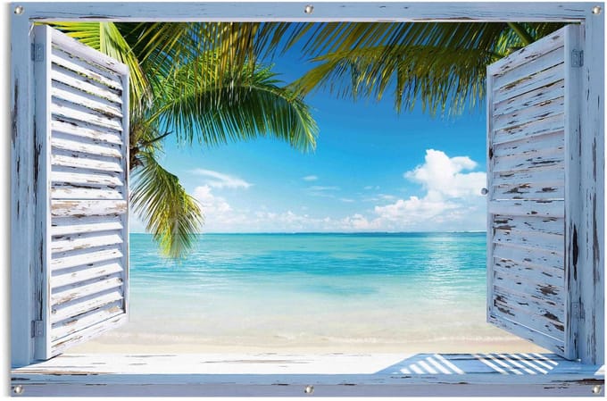 Tuinposter Tropisch strand - 80 x 120 - Canvas - REINDERS