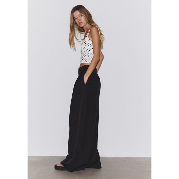 Stradivarius Geklede wide-leg broek met plooien  Zwart 32
