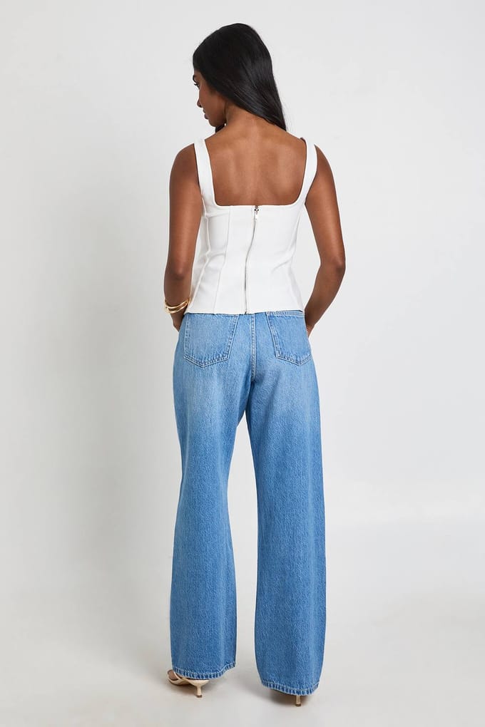 boohoo Dames Corset Top Met Vierkante Hals En Bandage Structuur | Wit | Maat: 36