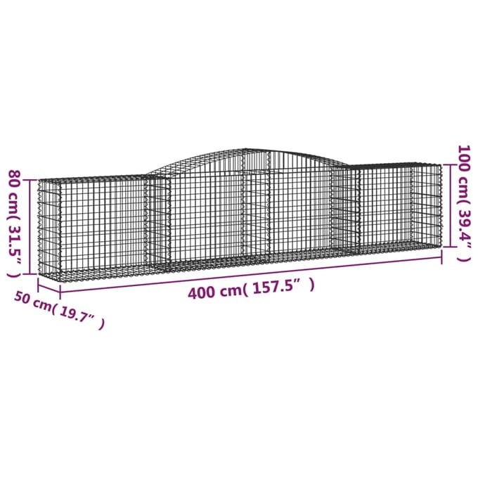 vidaXL - Schanskorven - 10 - st - gewelfd - 400x50x80/100 - cm - ijzer
