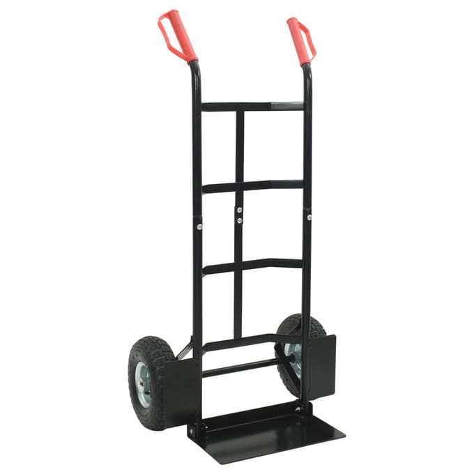 vidaXL Uitschuifbare handkar Zwart en Rood 57 x 46 x 113 cm Staal