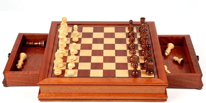 Schaakspel Hout - Schaakbord Set - Strategisch Spel - Magnetisch Bord - 31cm - Natuurlijk