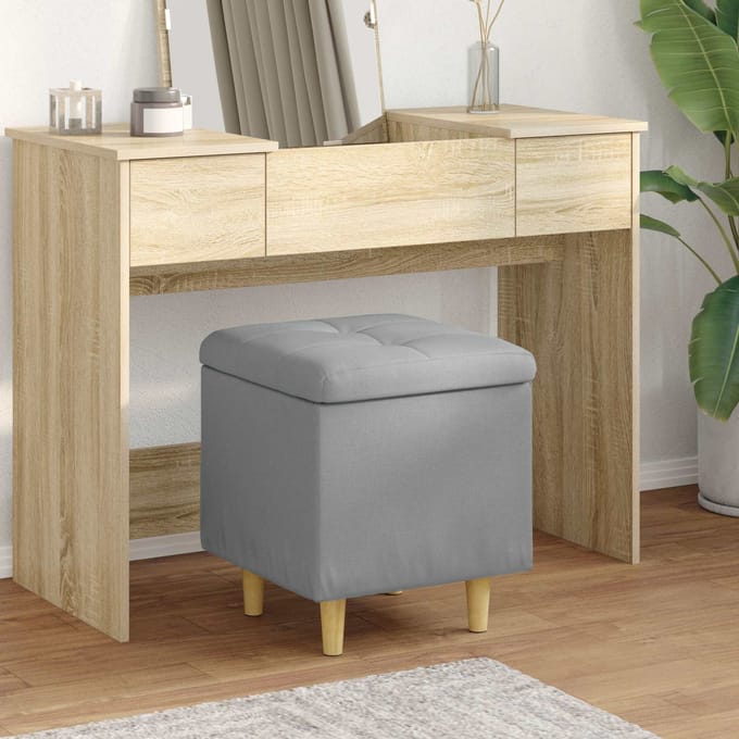 vidaXL - Ottoman - met - opslag - Lichtgrijs - 40 - x - 40 - x - 45 - cm - Stof