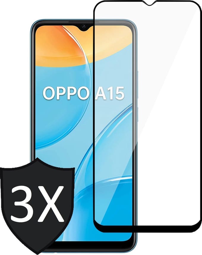 Screenprotector geschikt voor Oppo A15 - FullGuard Screen Protector - 3 Stuks