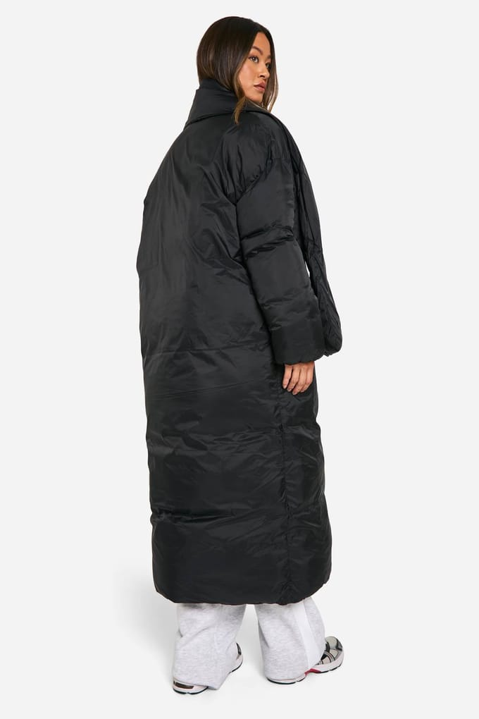 boohoo Dames Hoge 2-in-1 Langslanke Sjaal-Pufferjas | Black | Maat: 6