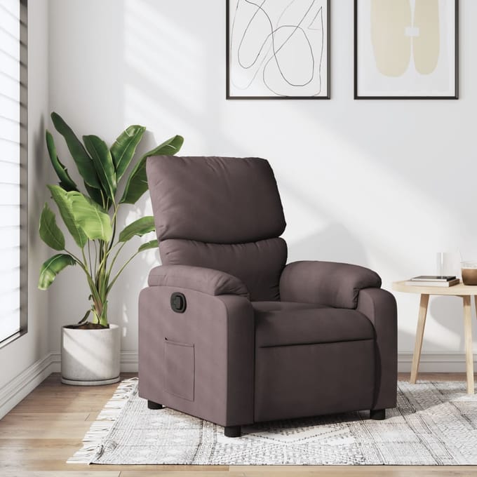 vidaXL - Fauteuil - verstelbaar - stof - donkerbruin