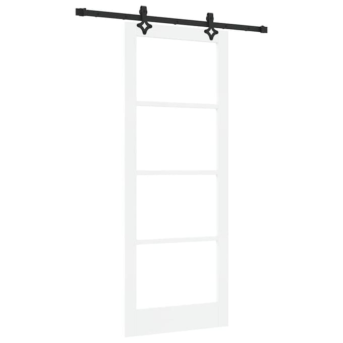 vidaXL - Schuifdeur - Wit - 83 - x - 211 - cm - Massief - grenenhout - en - glas
