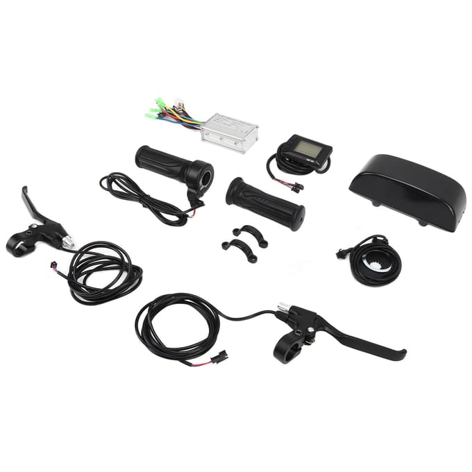 Elektrische Fiets Conversie Kit 15A Controller Waterdicht M3 Display Gashendel Stuur PAS Remhendel Kit black