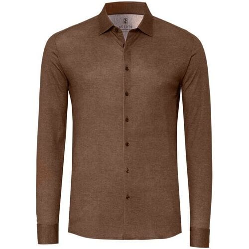 Desoto Overhemd Casual Kent Solid Color Twill Licht Bruin / male