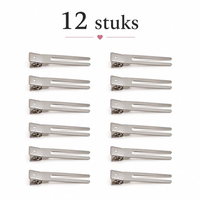 Haar in Stijl® 12 2-Benig Metal Clips Zilver - Haarklem Styling Tools