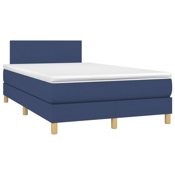 vidaXL - Boxspring - met - matras - en - LED - stof - blauw - 120x200 - cm