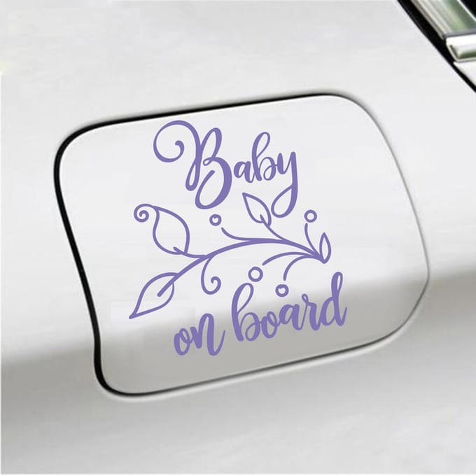 Bumpersticker - Baby On Board - 12,7 X 11,7 - Paars
