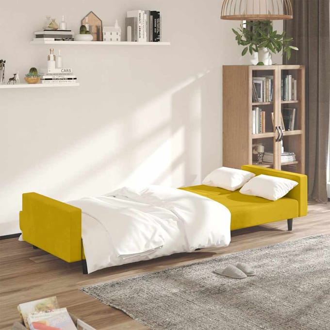 vidaXL - Slaapbank - 2-zits - fluweel - geel