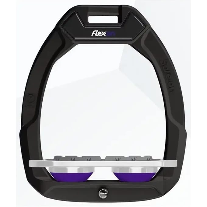 Veiligheidsbeugels Paardrijden Plat Grip Zwart/Grijs/Paarse Flex-On Safe-On