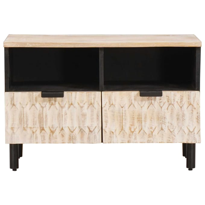 vidaXL - TV - Kast - Witte - Was - Afwerking - 70 - x - 33 - x - 46 - cm - Massief - Mango - Hout