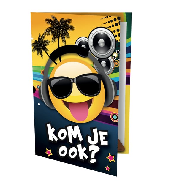 Uitnodigingskaarten - Emoticon - Tropical DJ - 6st.