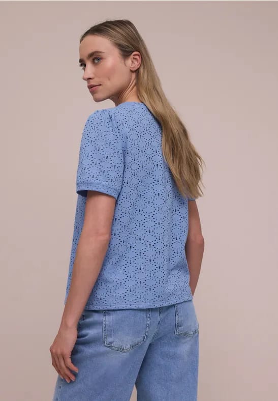 Shirt met korte mouwen en ronde hals in kant