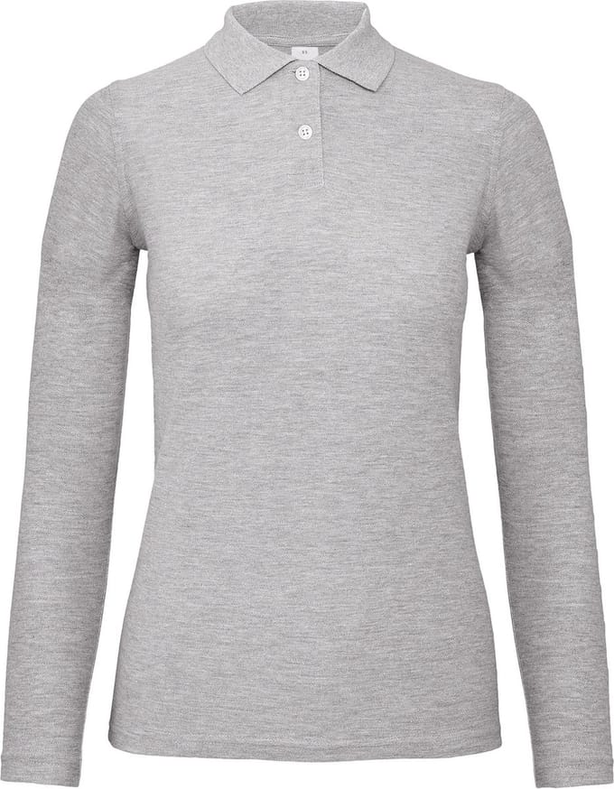 B&C ID.001 Ladies' long-sleeve polo shirt CGPWI13 - Heather Grey - M