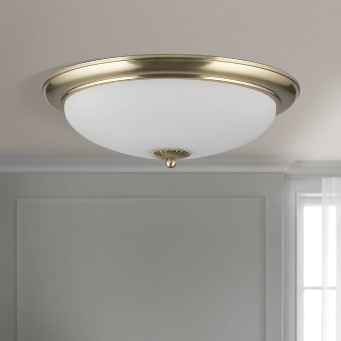 ORION Empire plafondlamp, Ø 48 cm, messing, mat opaalglas
