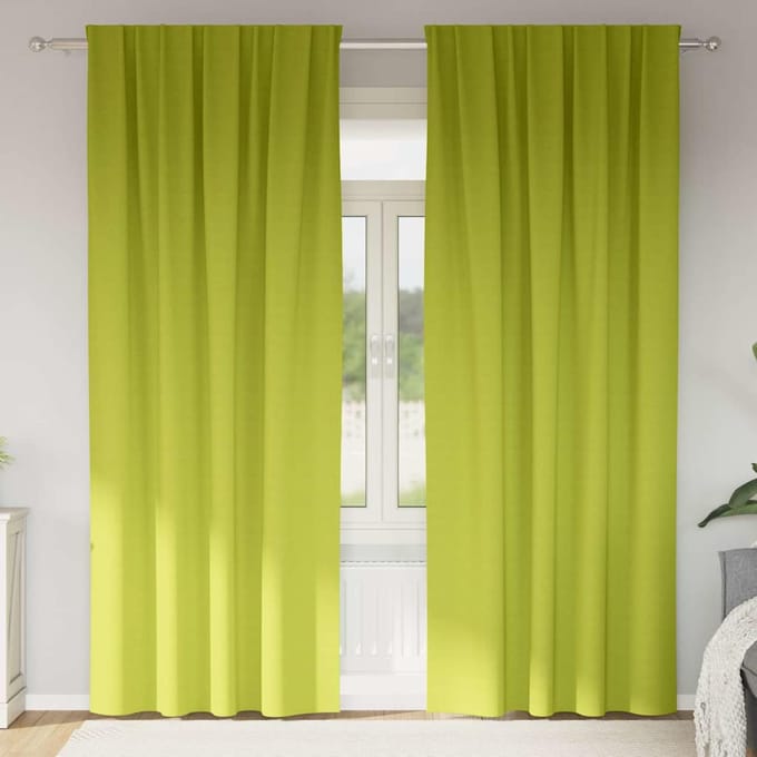 vidaXL - Blackout - Gordijnen - met - Ringen - 2 - st - Groen - 245 - x - 140 - cm - Polyester