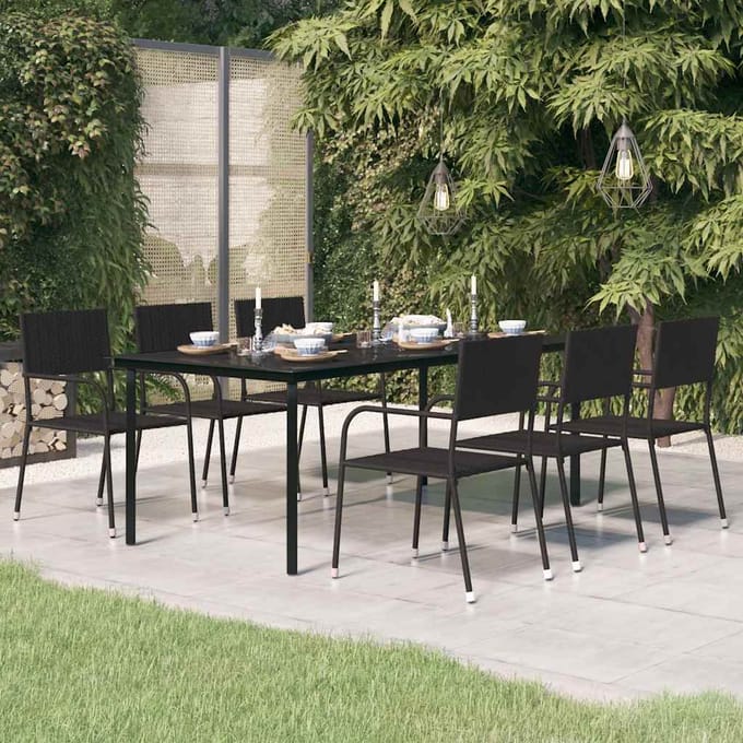 vidaXL - Tuintafel - 200x100x74 - cm - staal - en - glas - zwart