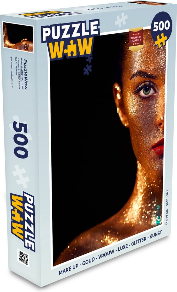 Puzzel Make up - Goud - Vrouw - Luxe - Glitter - Kunst - Legpuzzel - Puzzel 500 stukjes