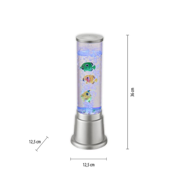 JUST LIGHT. GmbH Ava waterzuil met LED's en vissen, hoogte 36cm