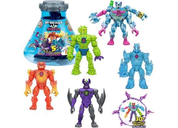 MrBeast Lab Hybrids - Hyper Fusion serie Mega Pack – Experimenteer en creëer 5 mix & match Actiefiguren