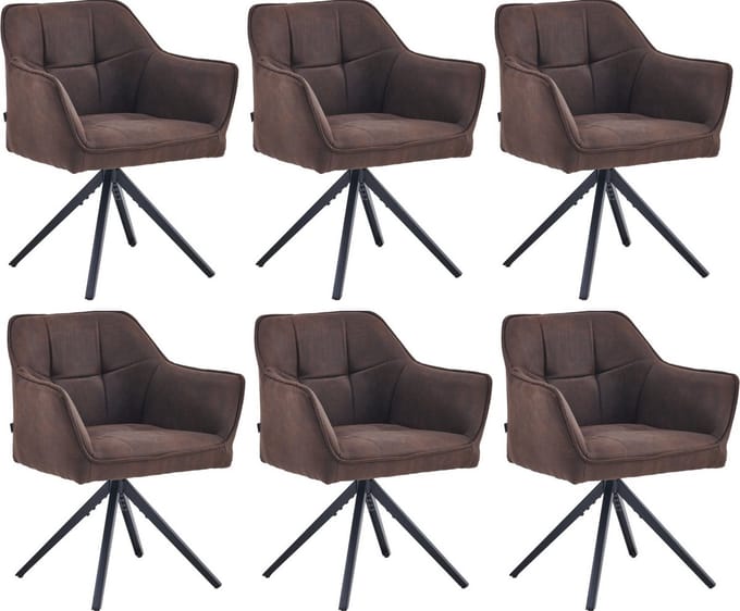 Colenis® - Pearl Eetkamerstoel - Set Van 6 - Bruin - Microfiber Stof - Microvezel - Industrieel
