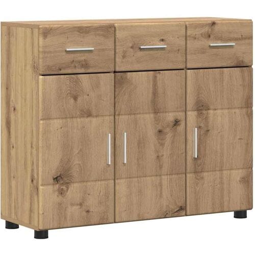 vidaXL - Dressoir - FLORIN - 88,5 - x - 30,5 - x - 73 - cm - Artisan - Eiken - Bewerkt - hout