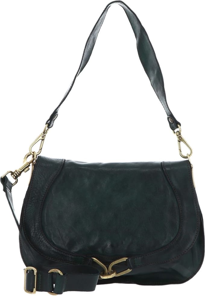 CAMPOMAGGI Leren Schoudertas Shoulder Bag Bottiglia Donkergroen