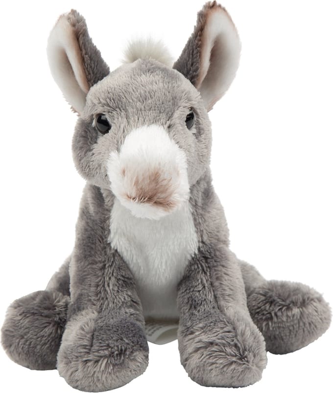 Suki Gifts Pluche knuffeldier Ezel - grijs - 33 cm - boerderij thema