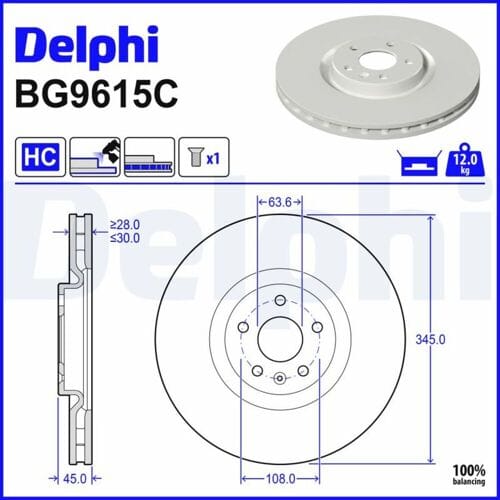 Remschijf DELPHI BG9651C, 1 stuk