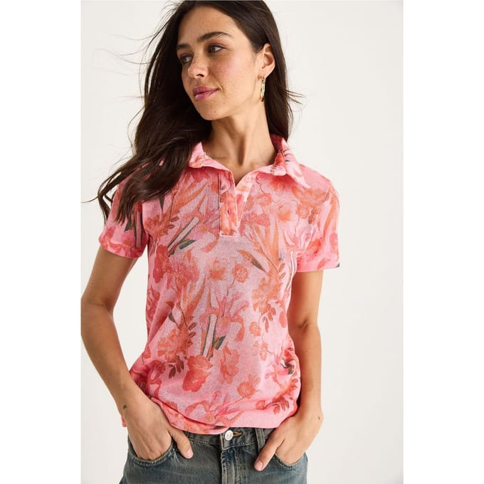 Bloemige Poloshirt Blouse