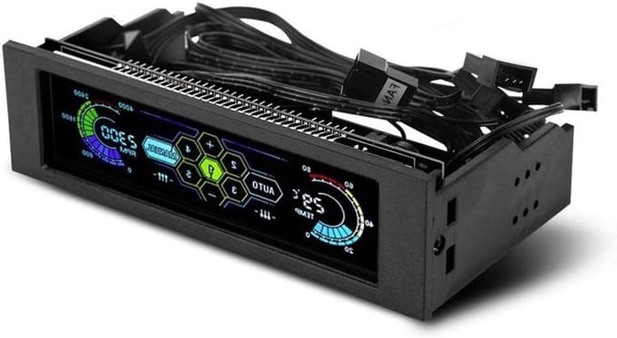 PC Fan Controller met 5 Fans, Snelheidsregelaar en CPU Temperatuur Sensor voor Optimale Koeling met LCD Paneel
