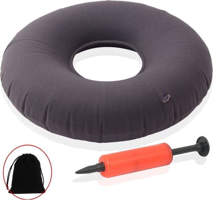stoelkussen - kussen - Ringkussen - 39cm - Zitring Kussen - Ergonomisch Stuitkussen Bureaustoel - grijs - pvc