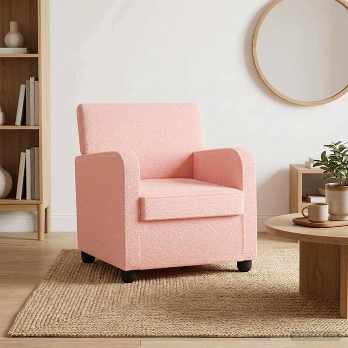 vidaXL - Fauteuil - Roze - Imitatie - lamswol